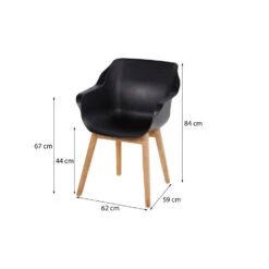 Hartman Sophie Studio Dining Armstoel - Carbon Black - Teak Poot -Hartman 1000053222 0101