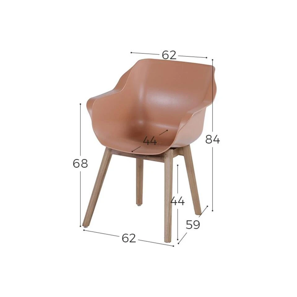 Set Van 2- Hartman Sophie Studio Diningstoel-Italian Terra- Teak Poot Set Van 2- Hartman Sophie Studio Diningstoel-Italian Terra- Teak Poot -Hartman 1000073141 0101