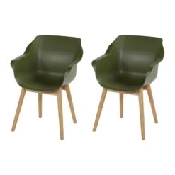Set Van 2- Hartman Sophie Studio Diningstoel- Moss Green- Teak Poot