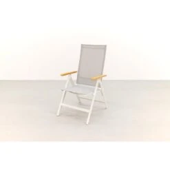 Hartman Napoli Verstelbare Tuinstoel - Teak Armleuning - Wit -Hartman 1000074462 0103